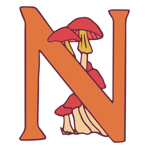 Fungi color stroke alphabet n PNG Design