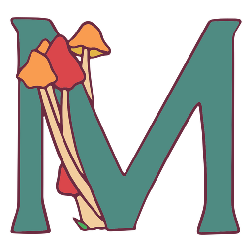 Fungi color stroke alphabet m
