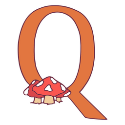 Alfabeto de trazo de color de hongos q Diseño PNG