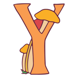 Alfabeto y do curso da cor dos fungos Desenho PNG