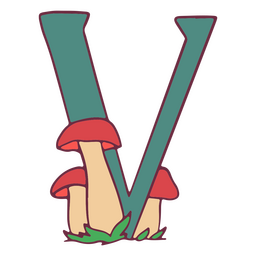 Alfabeto de trazo de color de hongos v Diseño PNG