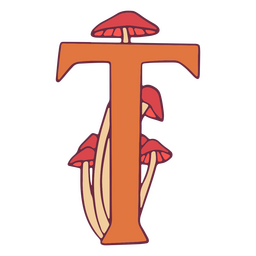 Fungi color stroke alphabet t PNG Design Transparent PNG