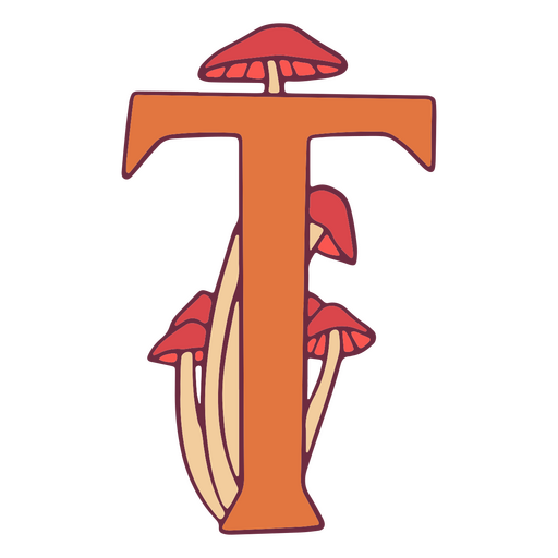 Alfabeto de traço de cor de fungos t Desenho PNG