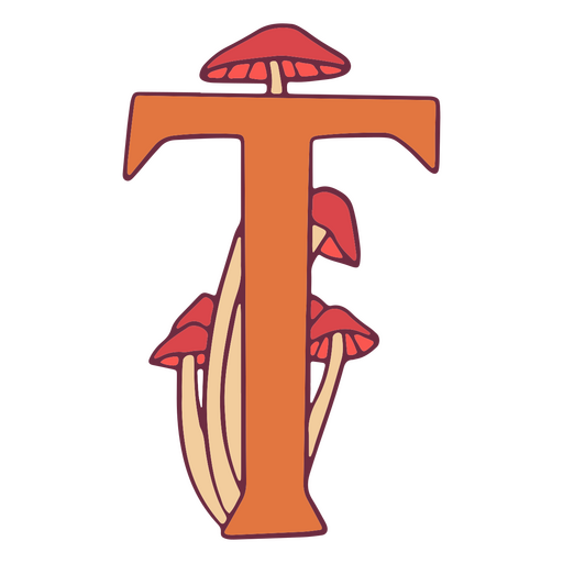 Fungi color stroke alphabet t PNG Design