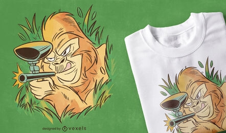 Gorila com design de camiseta de arma de paintball