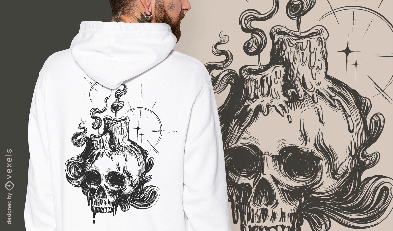 Dark skull and candles t-shirt design