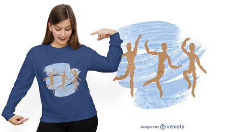 Dancing manikin watercolor t-shirt design