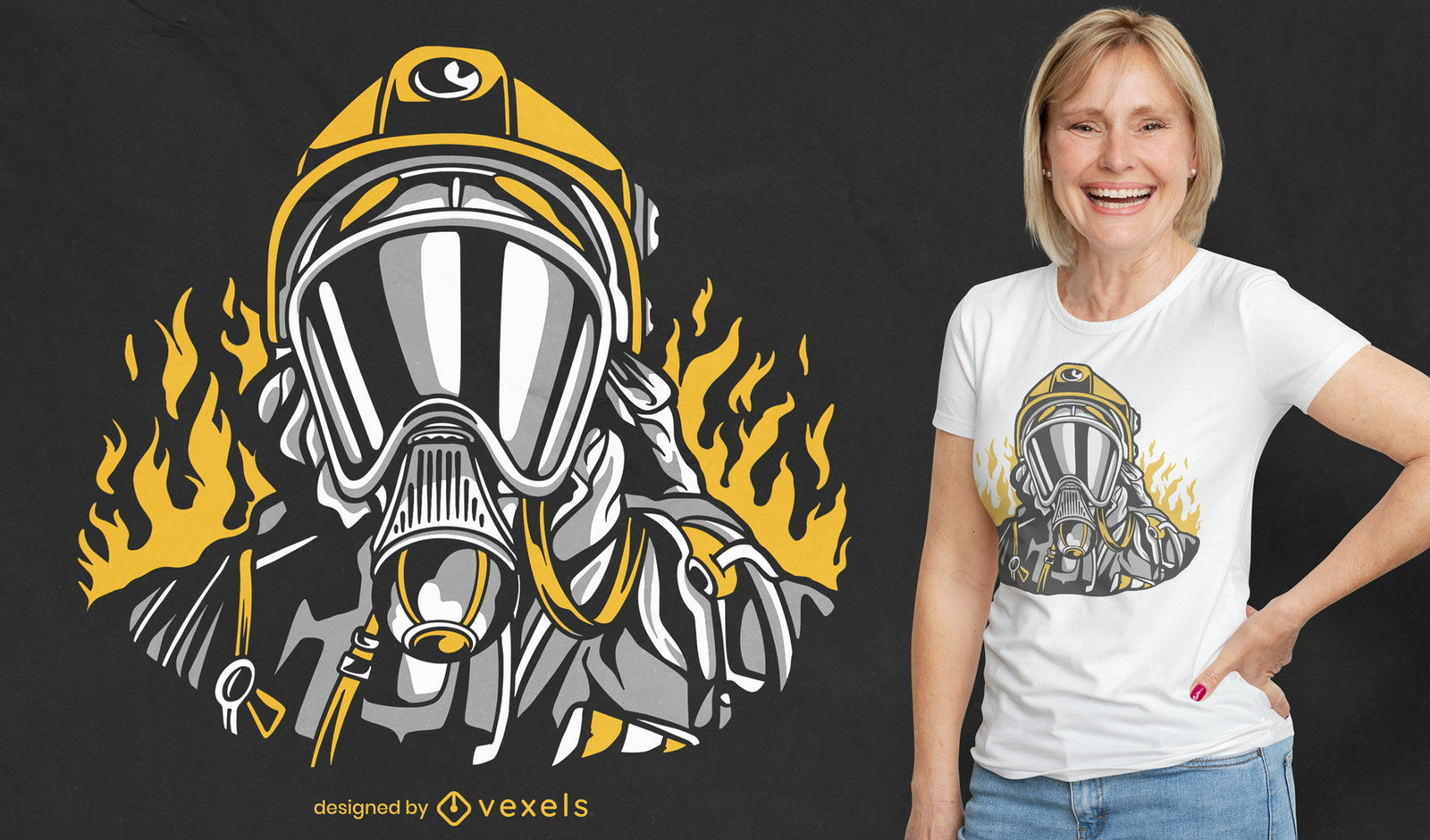 Bombero en diseño de camiseta uniforme