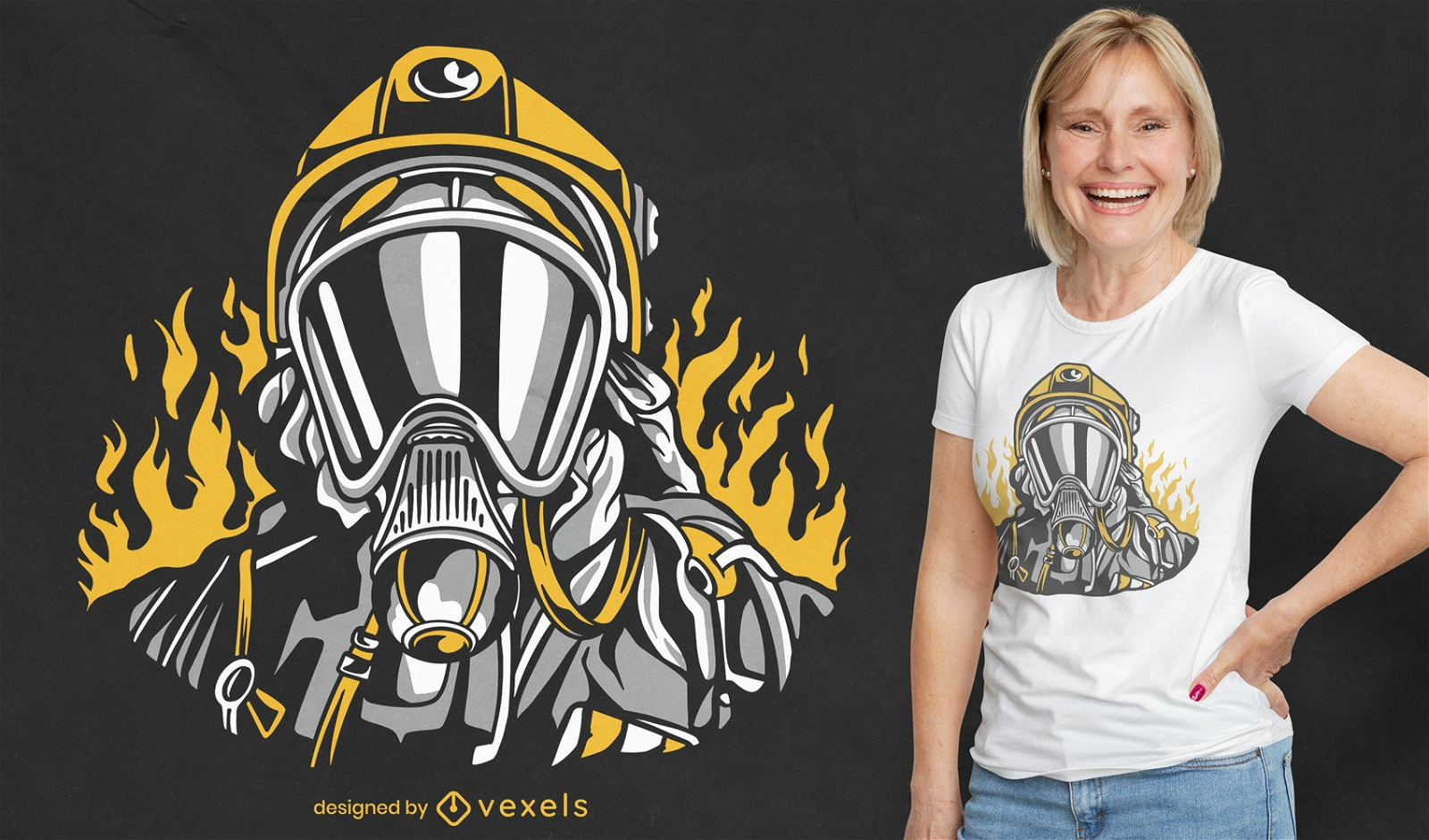 Feuerwehrmann im einheitlichen T-Shirt-Design