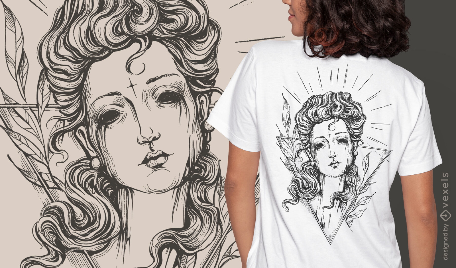 Diseño de camiseta de mujer oscura llorando