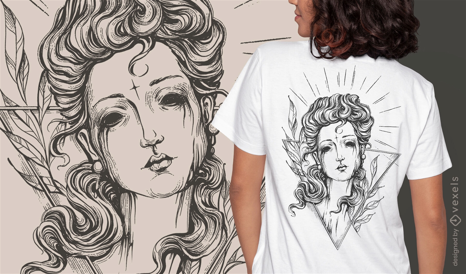 Dunkle Frau weint T-Shirt-Design