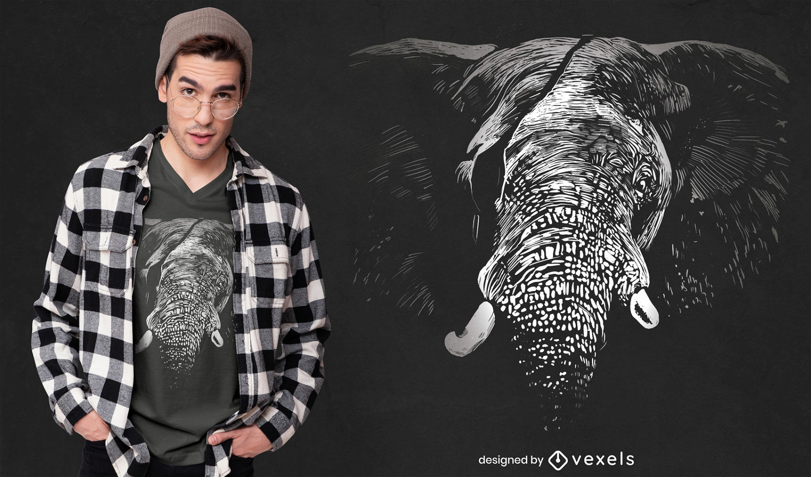 Elefante com design de camiseta de tapa-olho