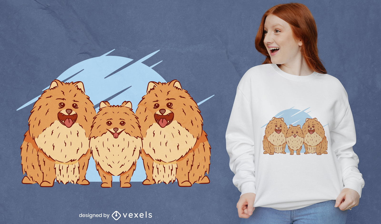 Design de camiseta fofa de cães da Pomerânia