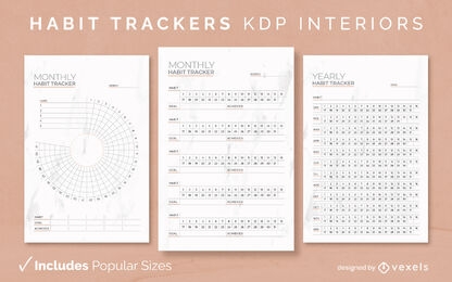 Modelo de design de diário de rastreamento de hábitos KDP