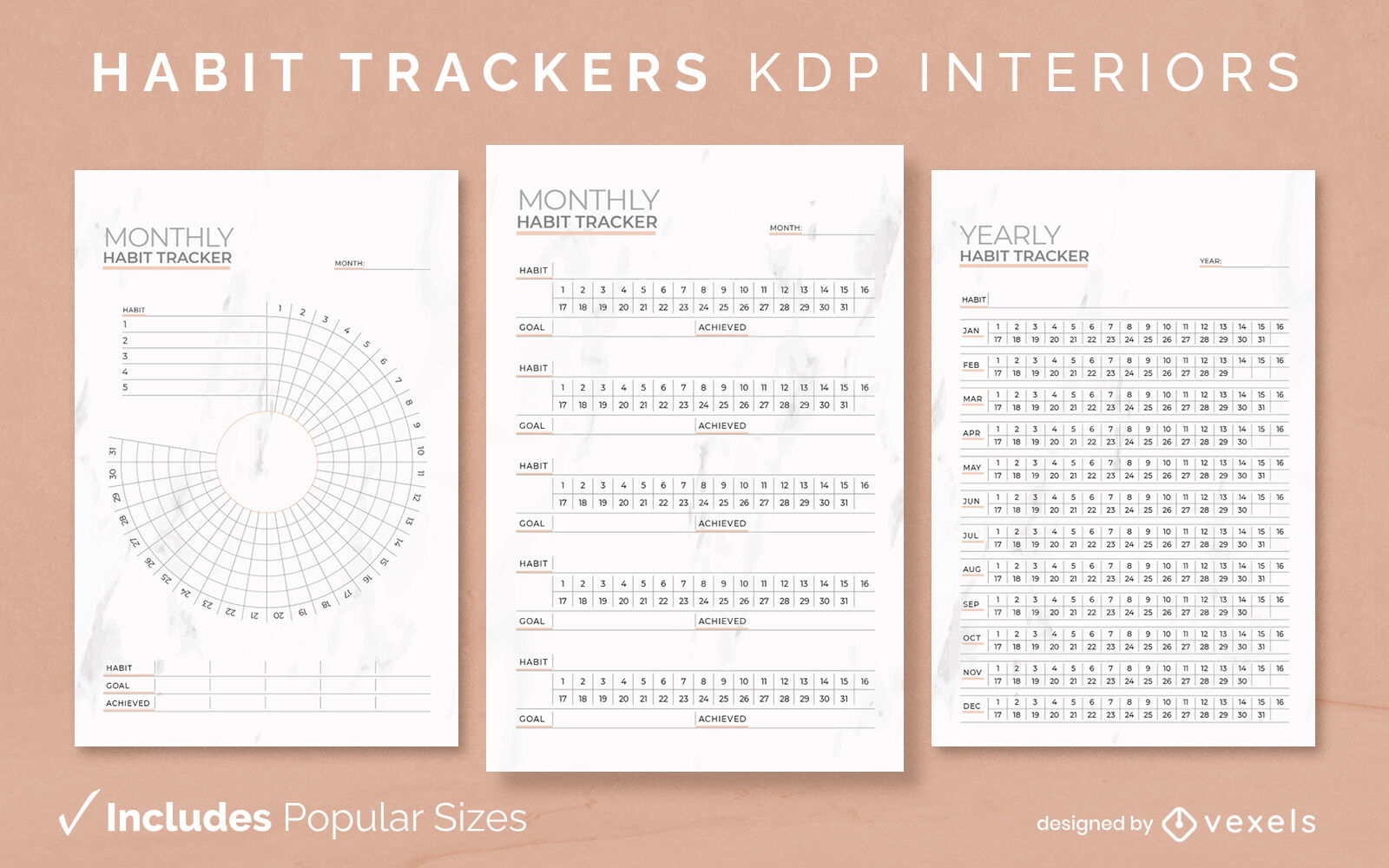 Entwurfsvorlage für das Habit-Tracker-Journal KDP