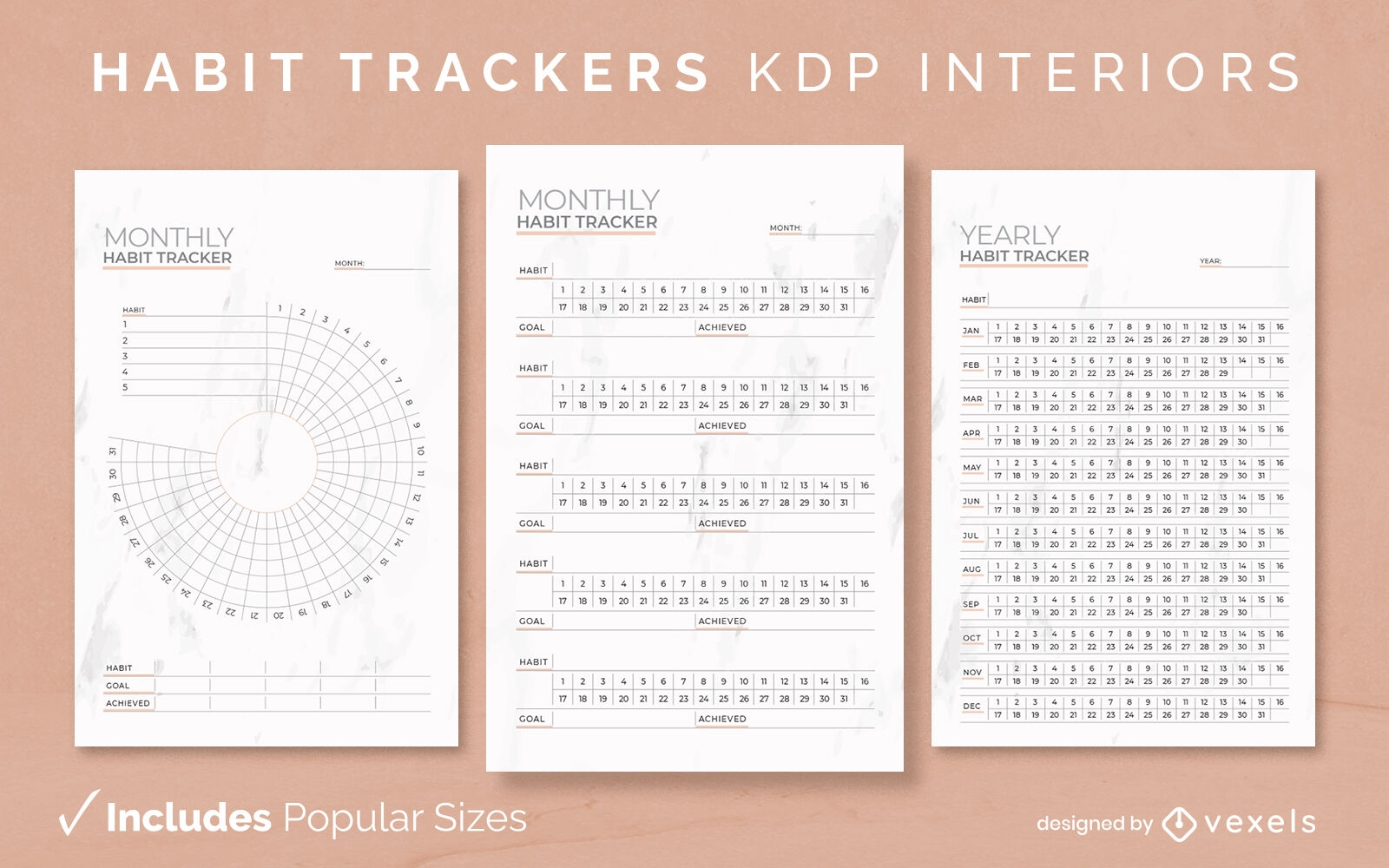 Habit tracker journal design template KDP