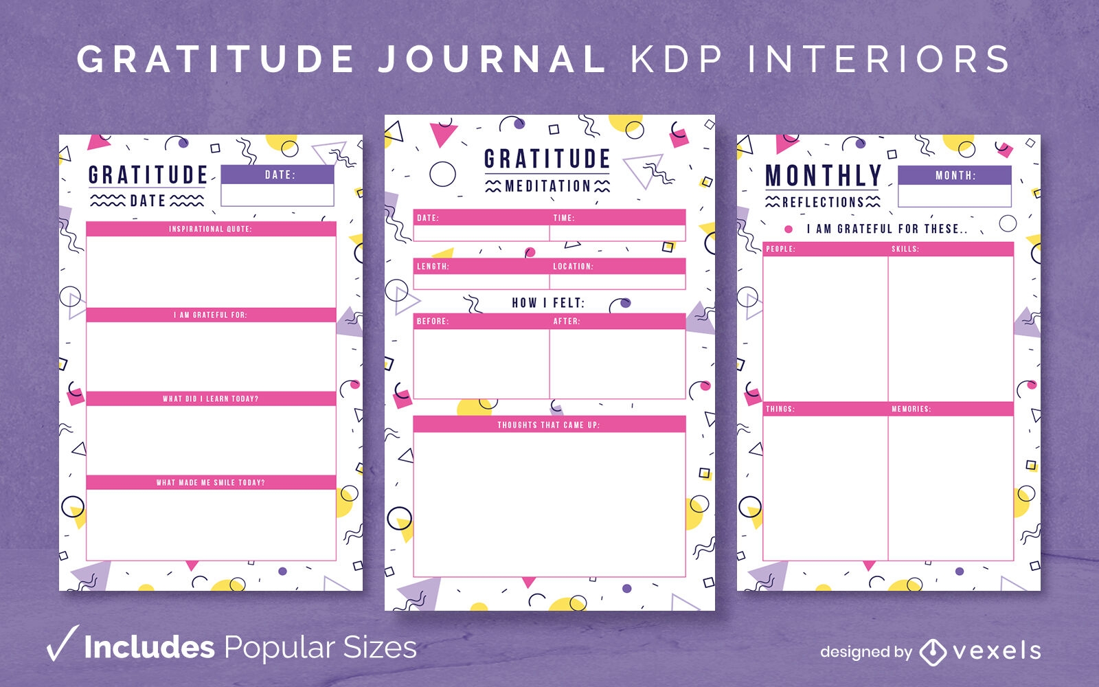 Modelo de design de diário de doodle de gratidão KDP