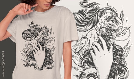 Diseño de camiseta de dibujo de poción de muerte.