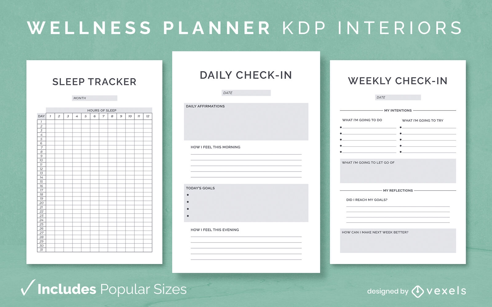 Wellness planner Diary Template KDP Interior Design