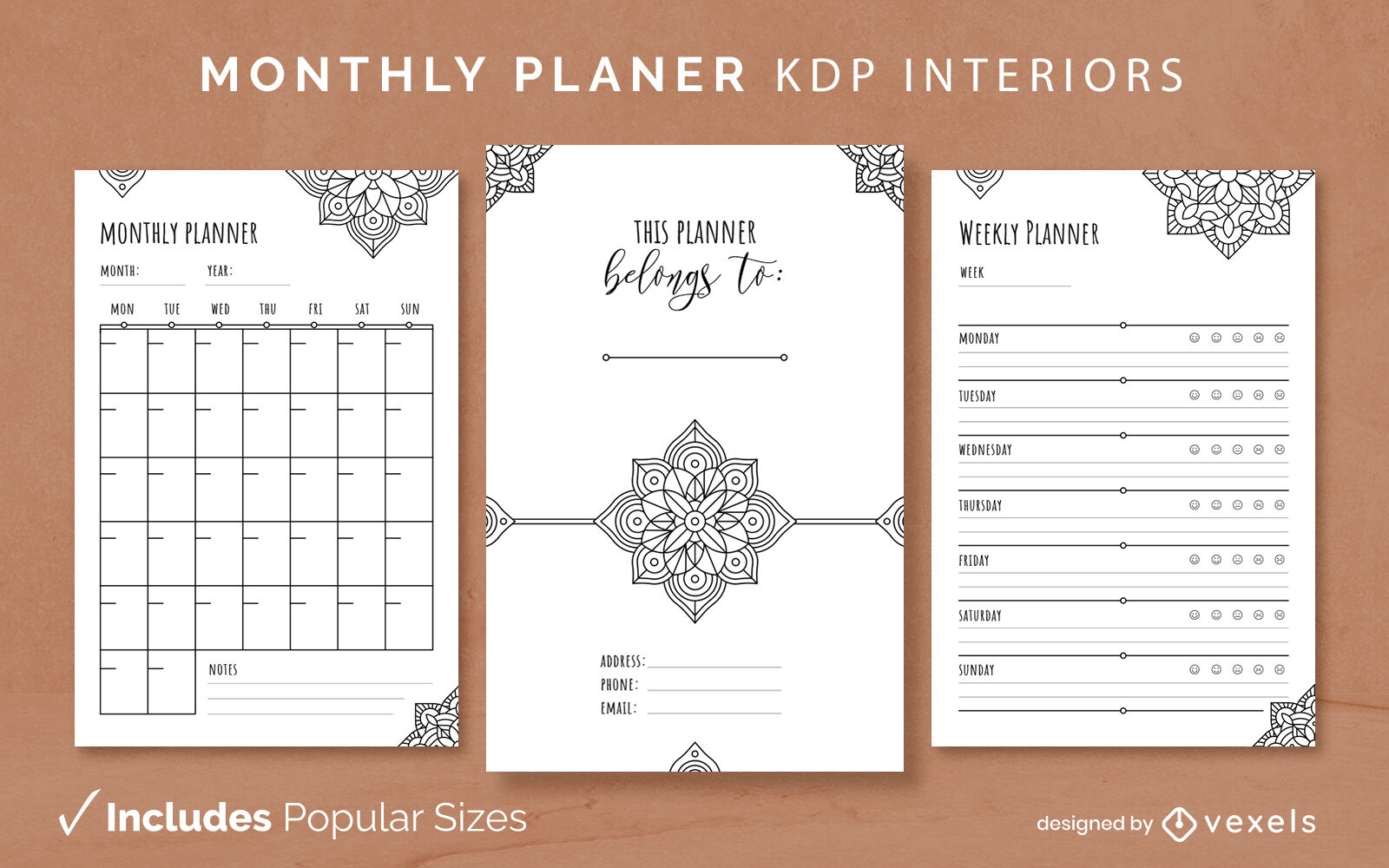 Mandala planner Diary Template KDP Interior Design