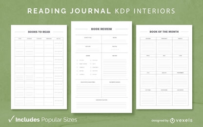 Modelo de Design de Diário de Leitura Simples KDP