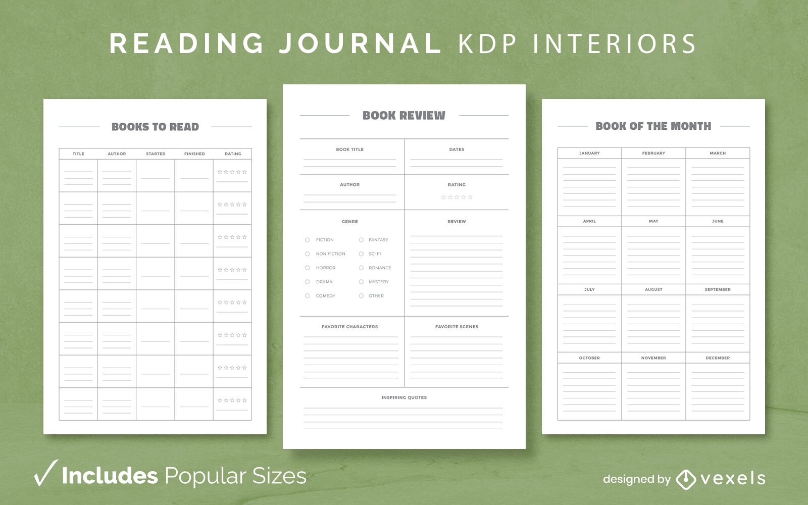 Simple reading Journal Design Template KDP