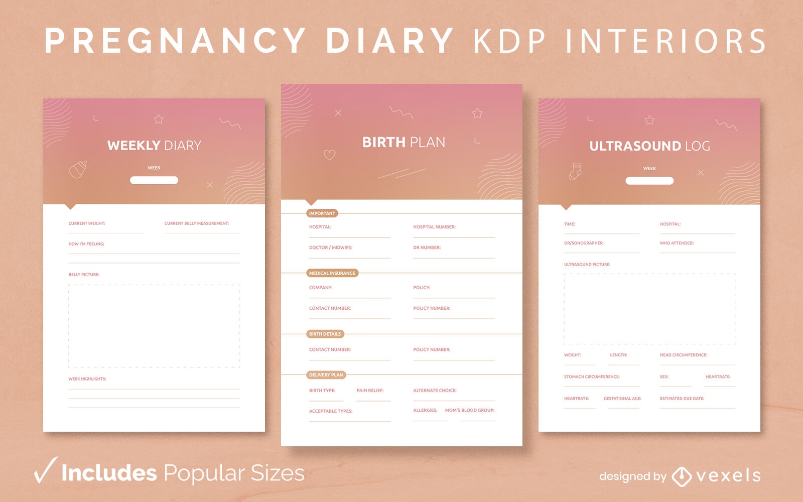 Modelo de design de diário de gravidez KDP