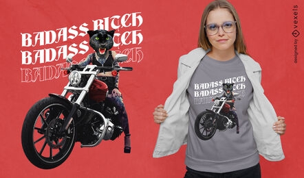 Diseño de camiseta de pantera negra en motocicleta