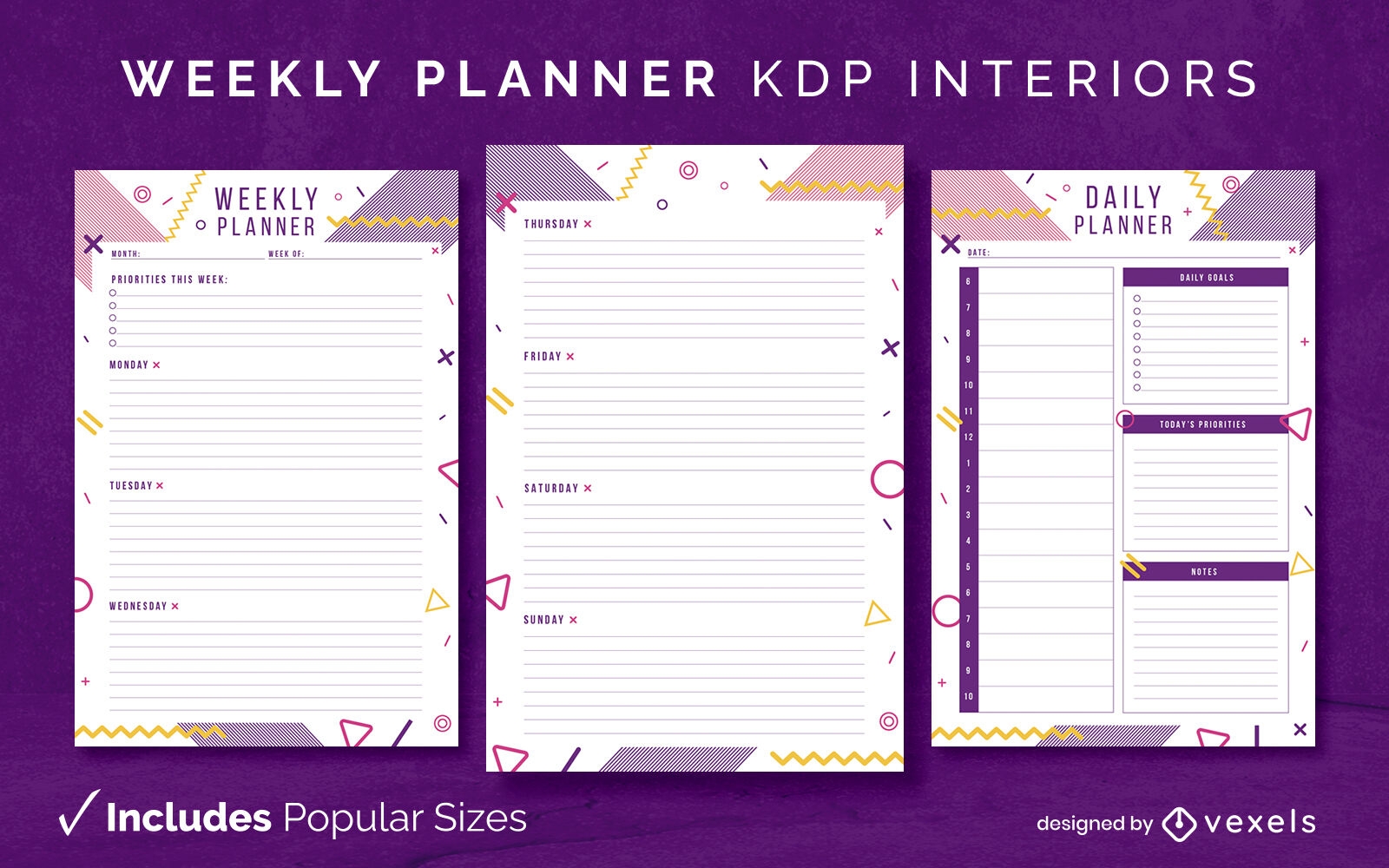 Weekly planner Diary Template KDP Interior Design
