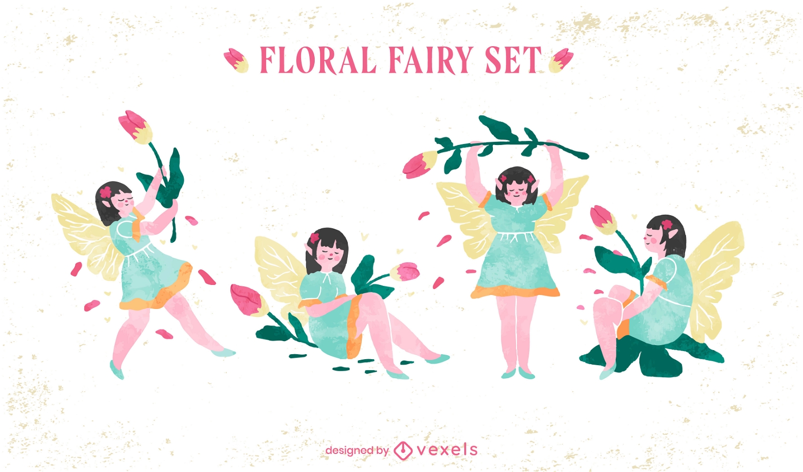 Floral fairy character set