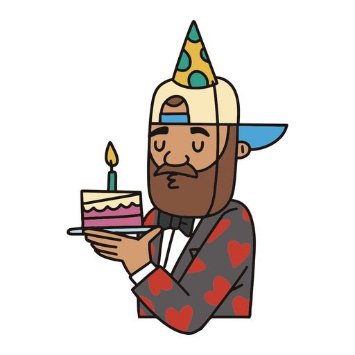 Beard guy birthday character PNG Design