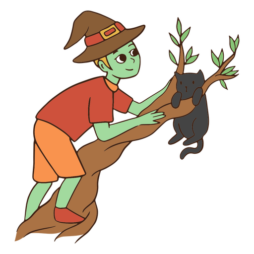 Personagem de feiticeiro gato preto Desenho PNG