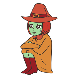 Hexe trauriger Charakter PNG-Design