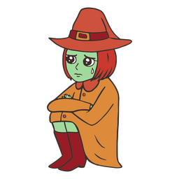 Witch sad character PNG Design