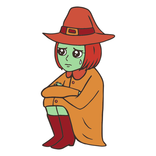 Witch sad character PNG Design