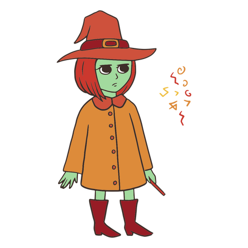 Witch magic wand character PNG Design