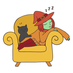 Hexe mit Charakter der schwarzen Katze PNG-Design