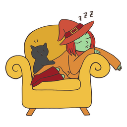 Witch with black cat character PNG Design