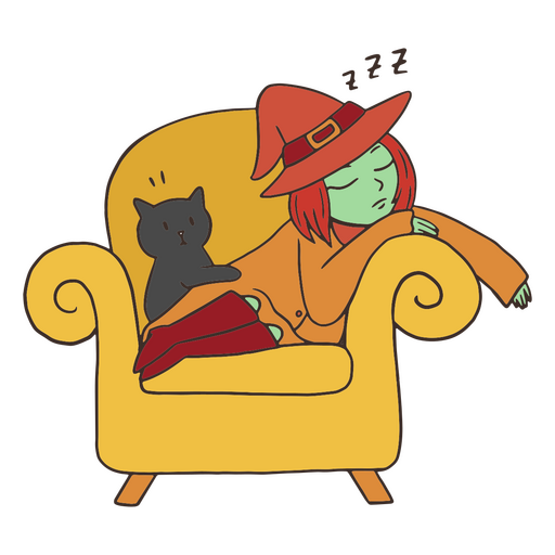 Witch with black cat character PNG Design