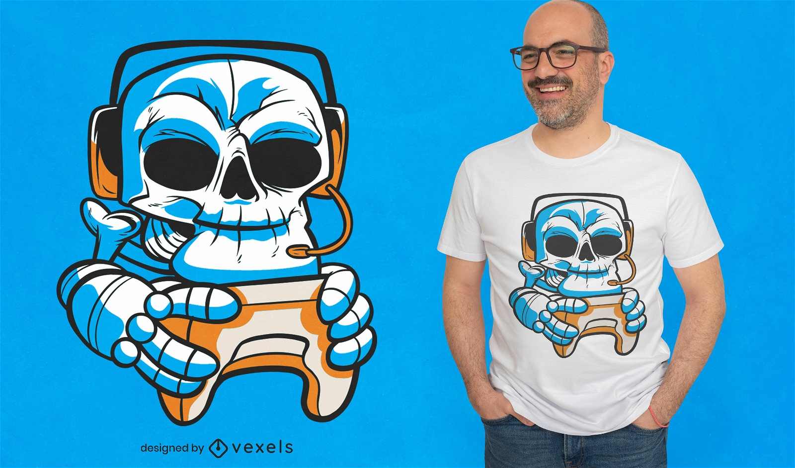Skull gamer con diseño de camiseta de joystick