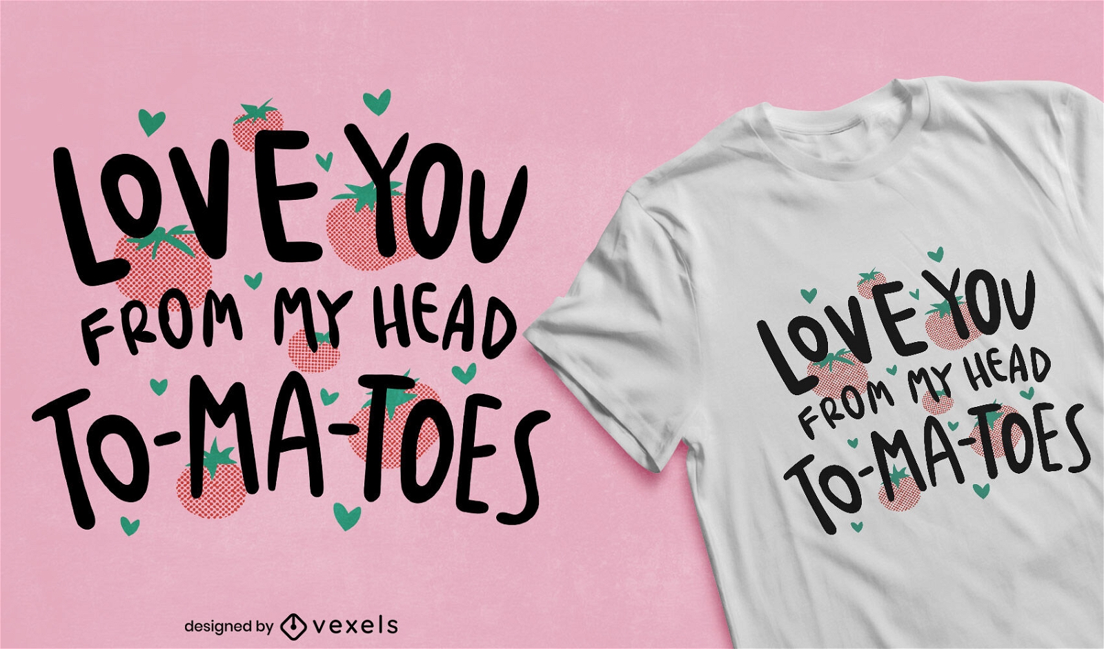 Design de camiseta de trocadilho de tomate com citação de amor