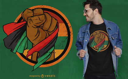 Punho levantando design de camiseta de bandeira africana