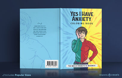 Design de capa de livro de colorir de ansiedade