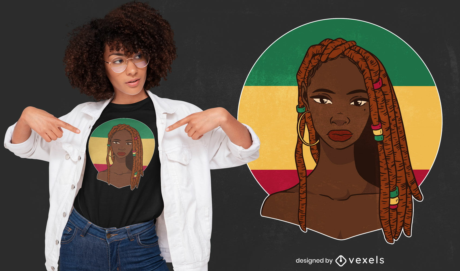 Mujer africana con diseño de camiseta de trenzas