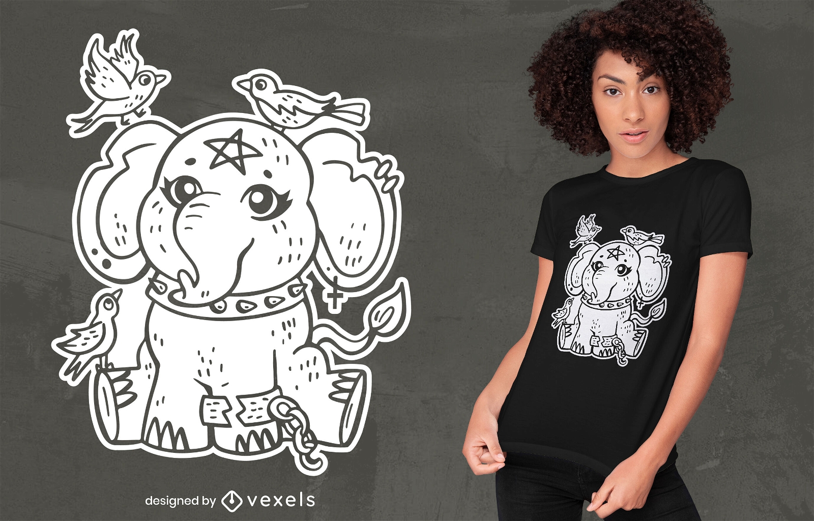 Goth elephant animal t-shirt design
