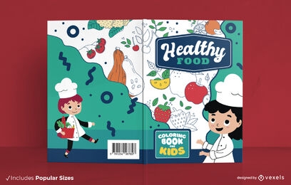 Diseño de portada de libro para colorear alimentos