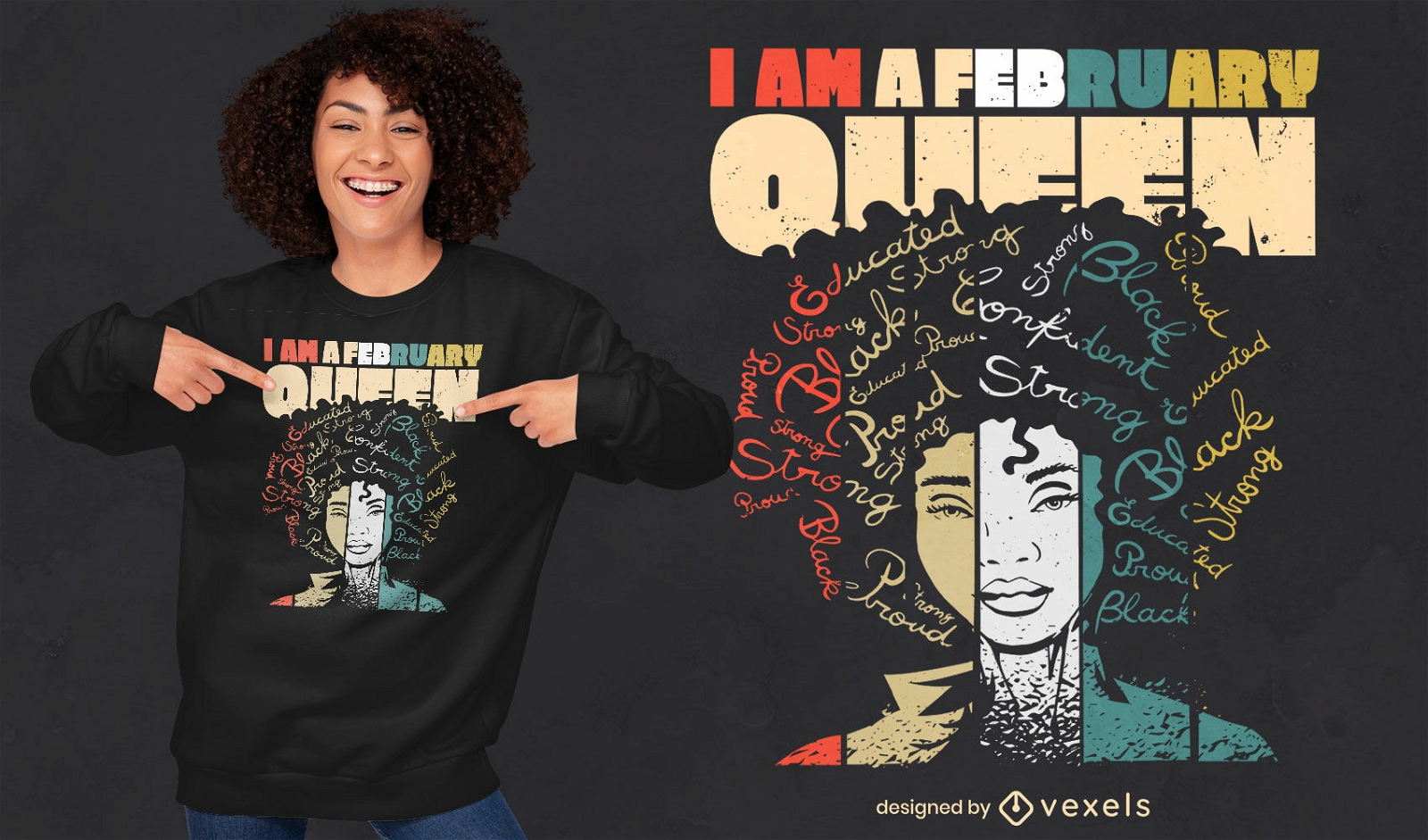 Design de camiseta de citação de mulher do mês da história negra