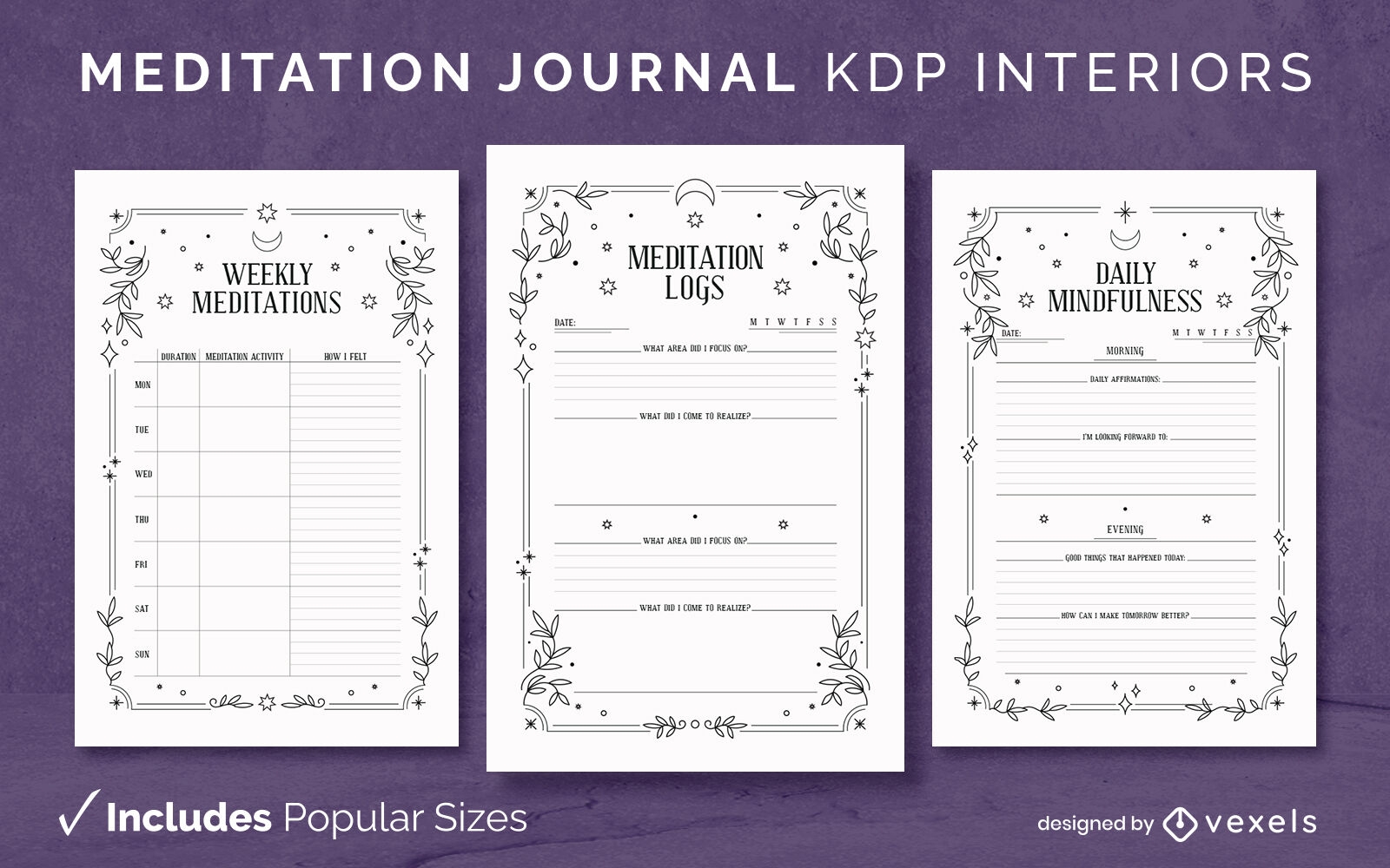 Mystic meditation Journal Design Template KDP
