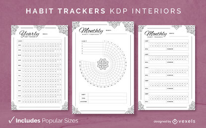 Mandala-Gewohnheits-Tracker-Journalvorlage KDP-Innenarchitektur