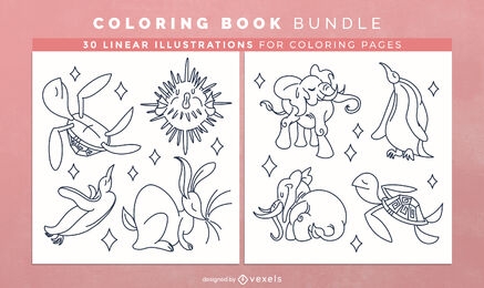 Animais elegantes para colorir Páginas de desenho de livro para colorir